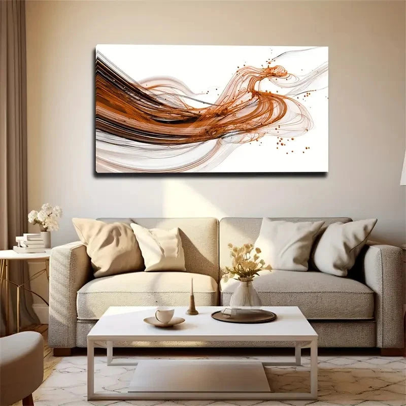 Extra Abstract Brown Beige Wall Art Canvas Office Home Room Framed 120x60cm