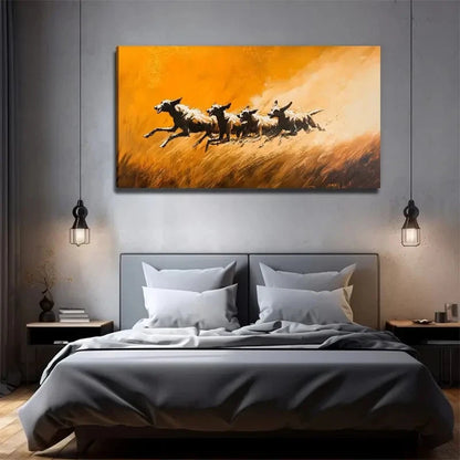 Hyena On The Prairie Wall Art Canvas Office Home Room Framed 120x60cm