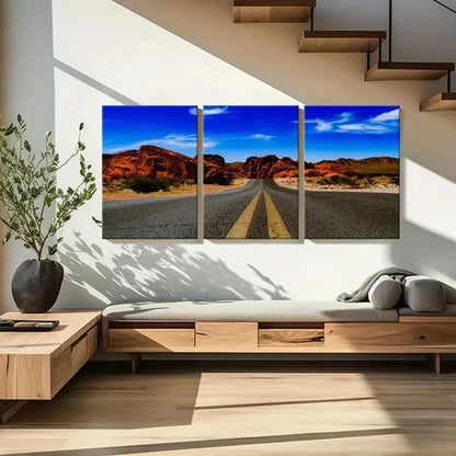 3pcs Road Sky Rocks and Mountain Wall Art Canvas Unframed – High Quality Print 100% Australian Made Wall Canvas