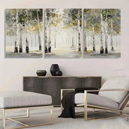 3pcs Botanical Natural Pine Trees Metal Print Ready to Hang Art - Bella Home Decor