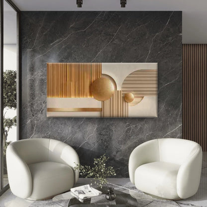 Elegant Golden Speckle Wall Art Canvas Office Home Room Framed 120x60cm