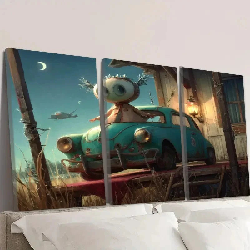 3pcs The Style of Pixar Wall Art Set Canvas Framed 60x90cm - High Quality Print 100% Australian Made Wall Canvas Ready to Hang