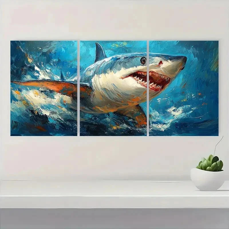 3pcs Realistic Ocean Scene with Bold Z  Wall Art Set Canvas Framed 60x90cm - High Quality Print 100% Australian Made Wall Canvas Ready to Hang