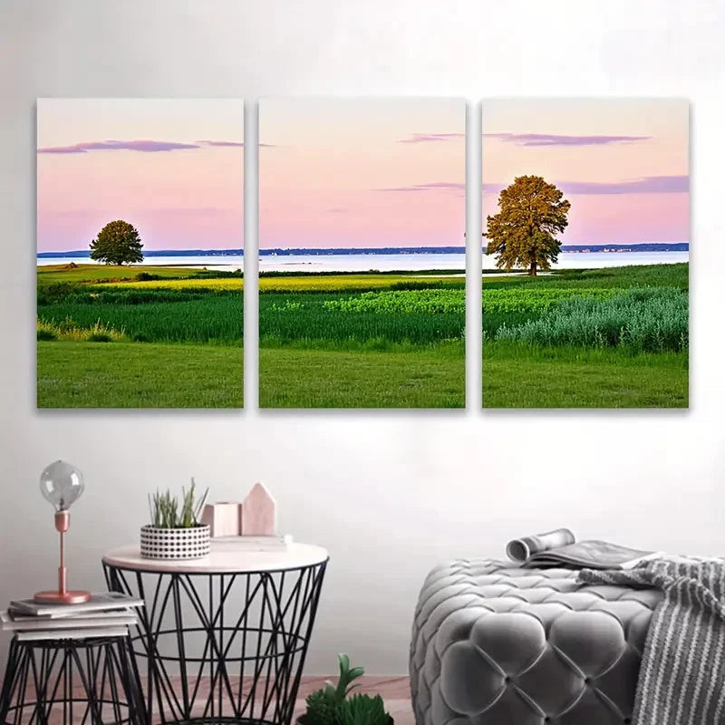 3pcs Vertical Nature Scenes with Vibrant Sunset  Wall Art Set Canvas Framed 50x70cm - High Quality Print 100% Australian Made Wall Canvas Ready to Hang