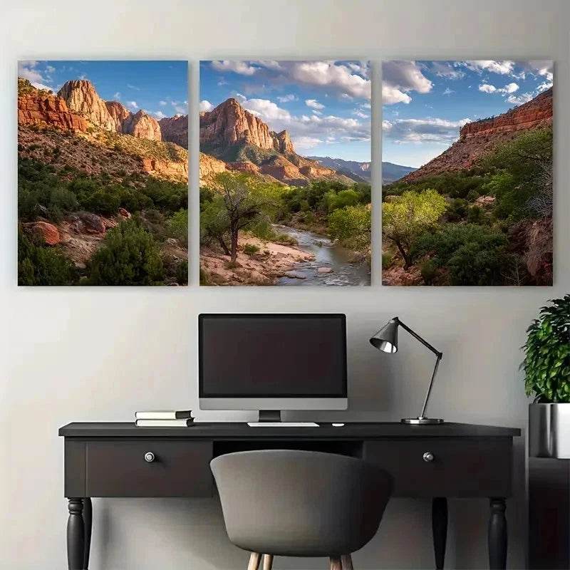 3pcs Utah National Parks Posters Set Perfect Wall Art Set Canvas Framed 50x70cm - High Quality Print 100% Australian Made Wall Canvas Ready to Hang