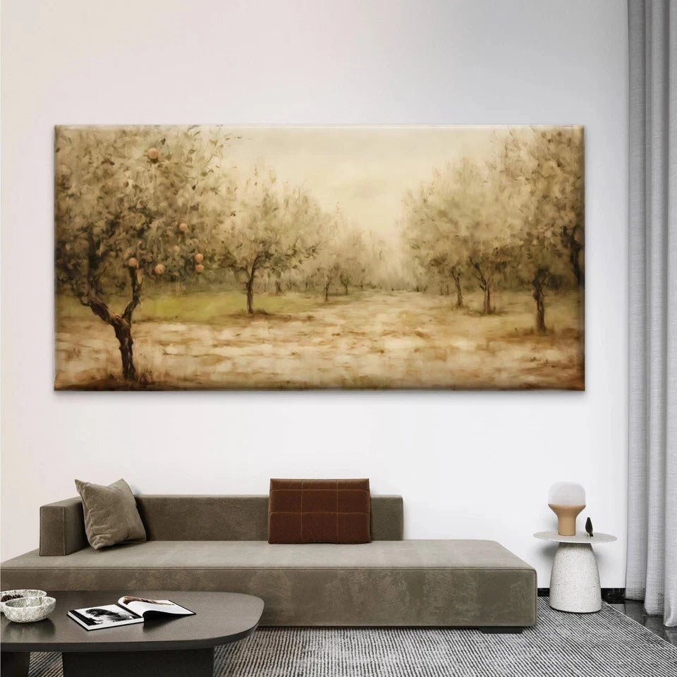 Vintage Peach Orchard Landscape Wall Art Canvas Office Home Room Framed 120x60cm