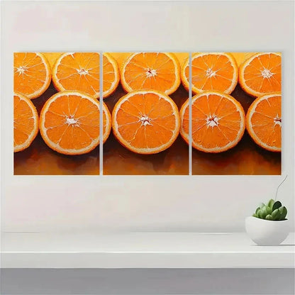3pcs  Orange Slices Fruits  OS   Wall Art Set Canvas Framed 60x90cm - High Quality Print 100% Australian Made Wall Canvas Ready to Hang - Bella Home Decor