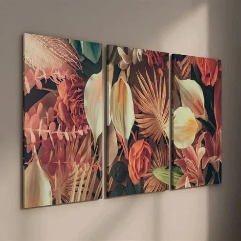 3pcs Colorful Botanical Palm Tree Floral Wall Art Set Canvas Unframed - High Quality Print 100% Australian Made Wall Canvas - Bella Home Decor