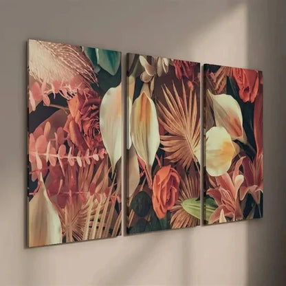 3pcs Colorful Botanical Palm Tree Floral Wall Art Set Canvas Unframed - High Quality Print 100% Australian Made Wall Canvas - Bella Home Decor