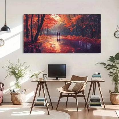 Romantic Couple Walking Path Wall Art Canvas Office Home Room Framed 120x60cm - Bella Home Decor