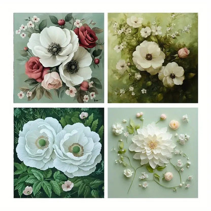 4pcs Floral Canvas Wall Art Set Wall Art Canvas Framed