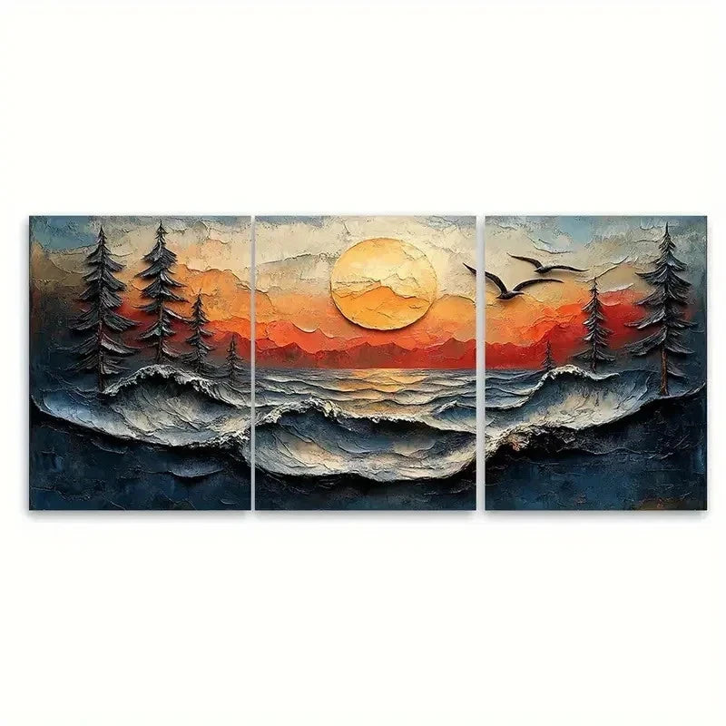 3pcs Landscape Painting Original Landscape RT  Wall Art Set Canvas Framed 60x90cm - High Quality Print 100% Australian Made Wall Canvas Ready to Hang