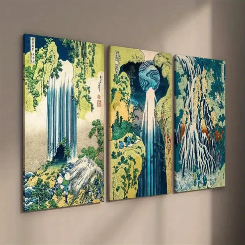 3pcs Vintage Japanese Hokusai Landscape Wall Art Set Canvas Unframed - High Quality Print 100% Australian Made Wall Canvas