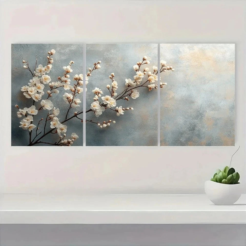3pcs Modern Farmhouse Botanical Neutral Colors Metal Print Ready to Hang Art