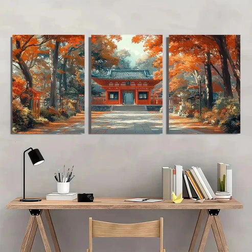 3pcs Kiawes Hausa Ukiyo-E Japanese Wall Art Set Canvas Unframed - High Quality Print 100% Australian Made Wall Canvas