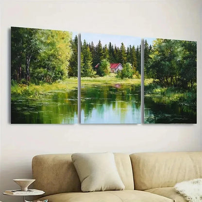 3pcs Shogvik Lake Wall Art Set Canvas Framed 40x60cm - High Quality Print 100% Australian Made Wall Canvas Ready to Hang - Bella Home Decor