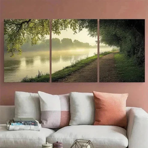 3pcs Thames Path Print River Thames Perfect Wall Art Set Canvas Unframed – High Quality Print 100% Australian Made Wall Canvas