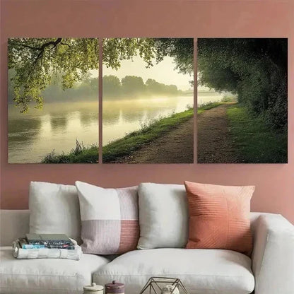 3pcs Thames Path Print River Thames Perfect Wall Art Set Canvas Unframed – High Quality Print 100% Australian Made Wall Canvas