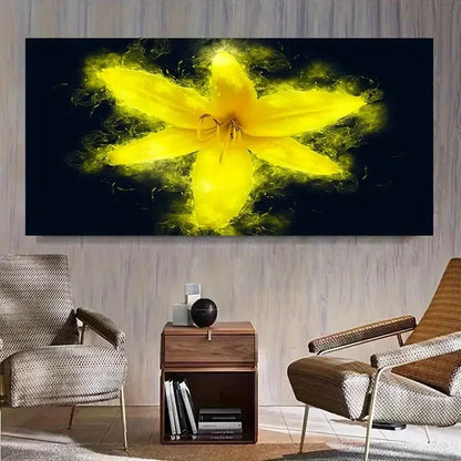 Chic Yellow Lily Inkjet Wall Art Canvas Office Home Room Framed 120x60cm