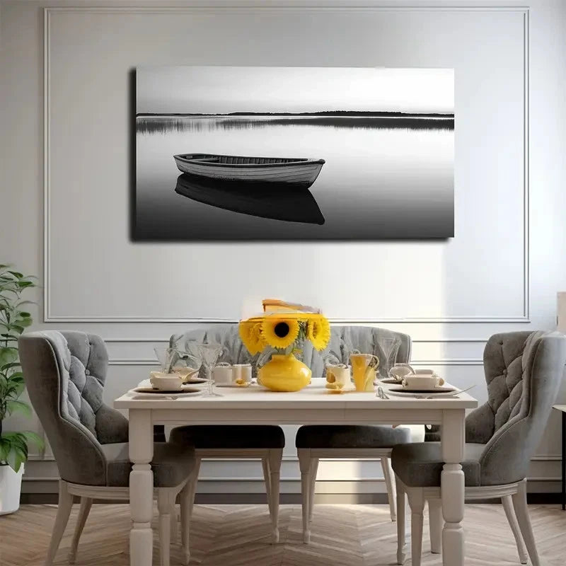 Black and White Minimalist Wall Art canvas office home room framed 120x60cm - Bella Home Decor