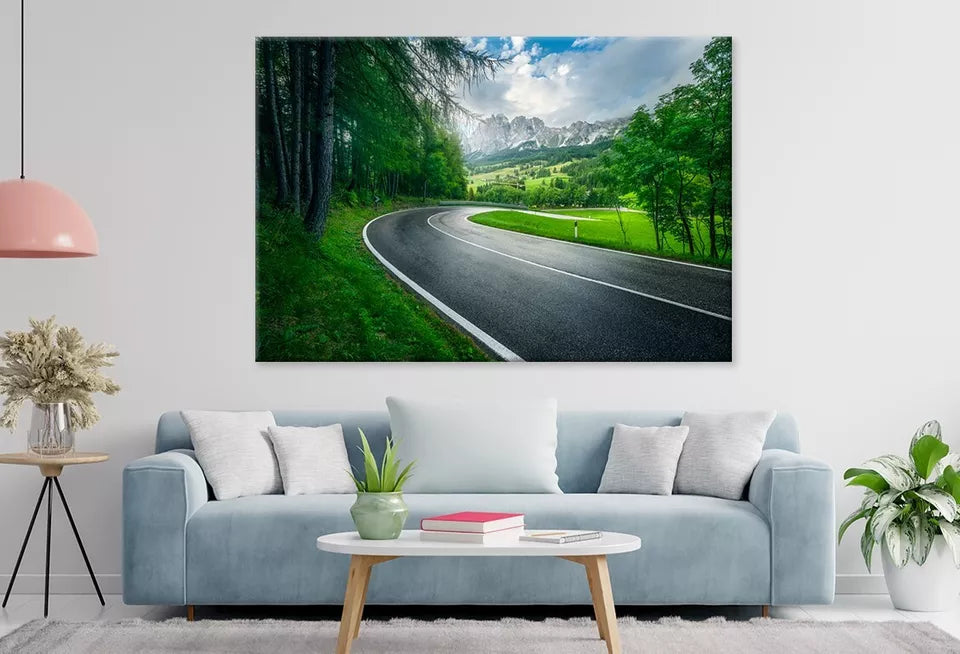 Road In Green Forest On Rainy  Wall Art Decor 100% Australian Made - Bella Home Decor