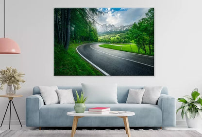 Road In Green Forest On Rainy  Wall Art Decor 100% Australian Made - Bella Home Decor
