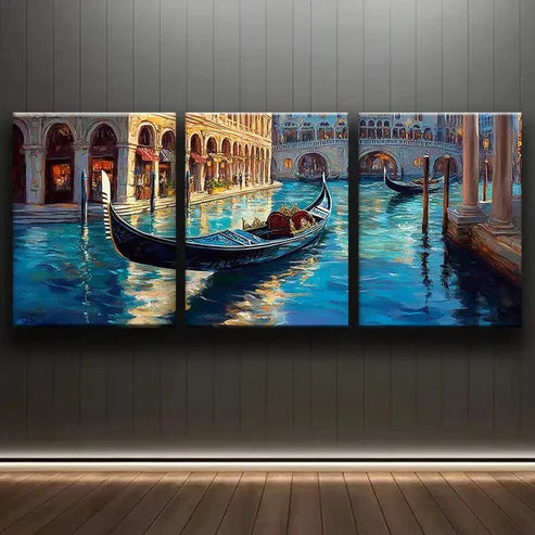 3pcs Home The Venetian Resort Blue Ocean Perfect Wall Art Set Canvas Unframed - High Quality Print 100% Australian Made Wall Canvas
