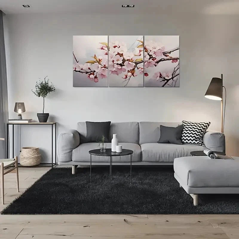 3pcs Cherry Blossom Branches Floral Metal Print Ready to Hang Art - Bella Home Decor