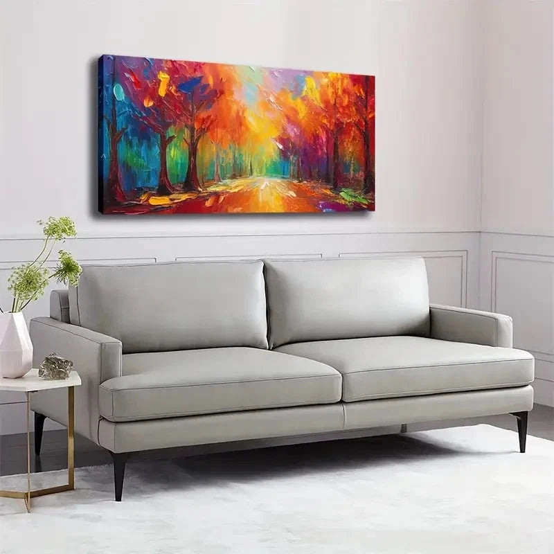 Abstract Colorful Roads Trees Wall Art Canvas Office Home Room Framed 120x60cm