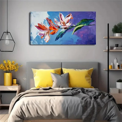 Watercolour Floral Vibrant Wall Art Canvas Office Home Room Framed 120x60cm