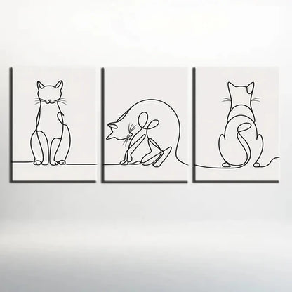 3pcs Whimsical Mouse & Cat Illustrations Wall Art Canvas Unframed – High Quality Print 100% Australian Made Wall Canvas