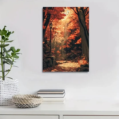 Beautiful Lush Maple Forest Landscape Painting 40x60cm Metal Print Ready to Hang - Bella Home Decor