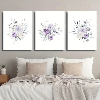 3pcs Bouquet Illustration Plant Flower Perfect Wall Art Set Canvas Framed 40x60cm - High Quality Print 100% Australian Made Wall Canvas Ready to Hang - Bella Home Decor