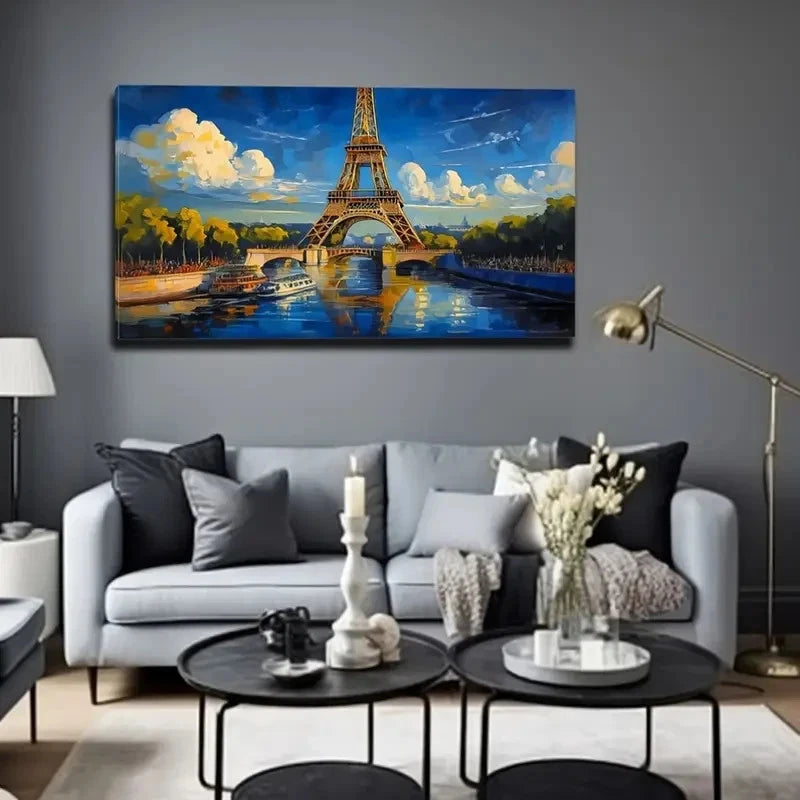 The Eiffel Tower Under Sky Wall Art Canvas Office Home Room Framed 120x60cm