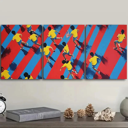 3pcs People in a hurry Decoration Art Wall Art Set Canvas Framed 40x60cm - High Quality Print 100% Australian Made Wall Canvas Ready to Hang
