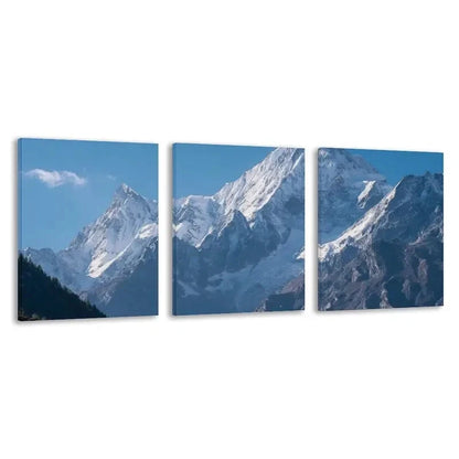 3pcs Himalayan Snow Capped Mountain Peaks  Wall Art Set Canvas Framed 40x60cm - High Quality Print 100% Australian Made Wall Canvas Ready to Hang