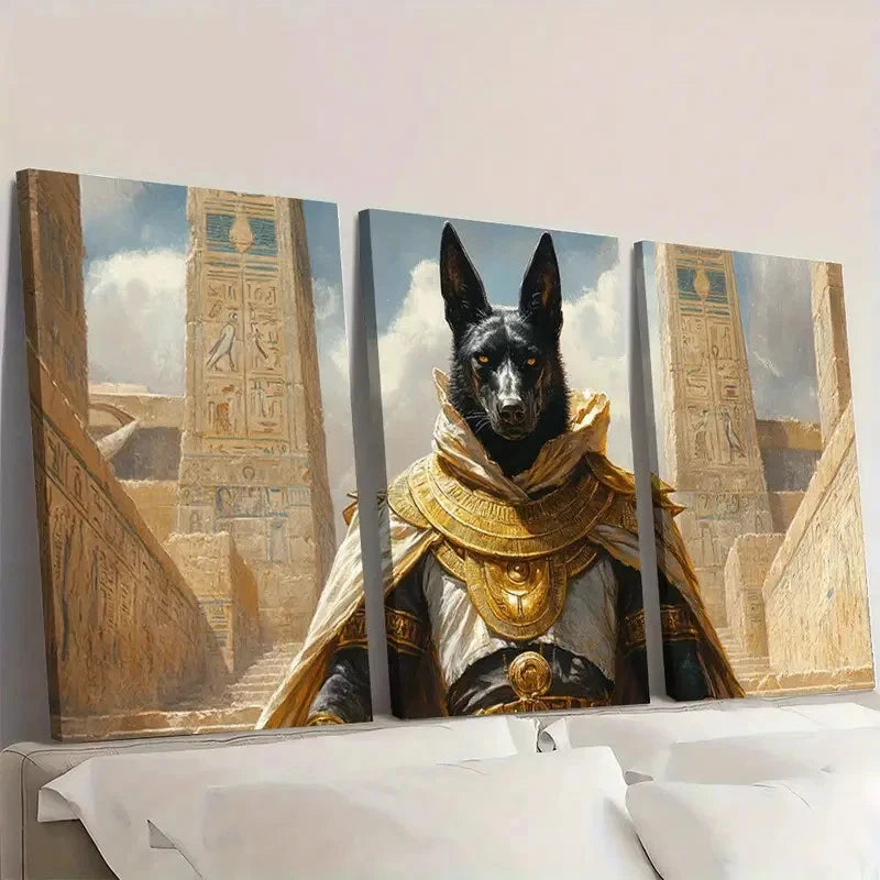 3pcs Egyptian Mythology Featuring the God Wall Art Set Canvas Framed 40x60cm - High Quality Print 100% Australian Made Wall Canvas Ready to Hang - Bella Home Decor