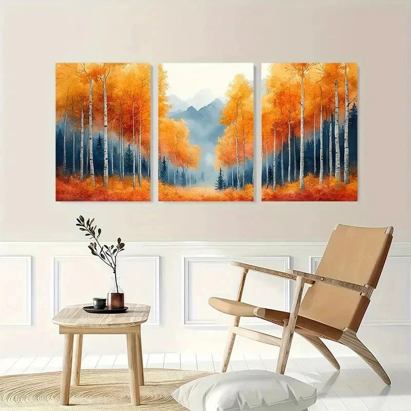 3pcs Watercolor Landscape Mountain Perfect Wall Art Set Canvas Framed 50x70cm - High Quality Print 100% Australian Made Wall Canvas Ready to Hang - Bella Home Decor