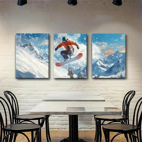 3pcs Snowboarding Adventure Perfect Wall Art Set Canvas Unframed - High Quality Print 100% Australian Made Wall Canvas