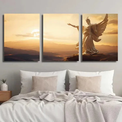 3pcs Sunsetting & Statue of Liberty Wall Art Set Canvas Unframed - High Quality Print 100% Australian Made Wall Canvas