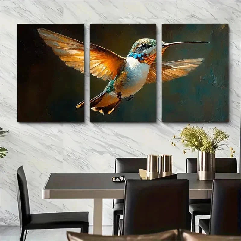 3pcs Colorful Feathers & Dynamic Flight Perfect Wall Art Set Canvas Framed 50x70cm - High Quality Print 100% Australian Made Wall Canvas Ready to Hang - Bella Home Decor