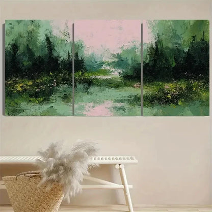 3pcs Green Landscap, Nature Wall Art Set Canvas Framed 40x60cm - High Quality Print 100% Australian Made Wall Canvas Ready to Hang