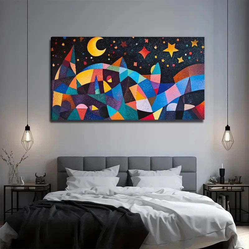 Night Scenery Suitable Pattern Wall Art Canvas Office Home Room Framed 120x60cm