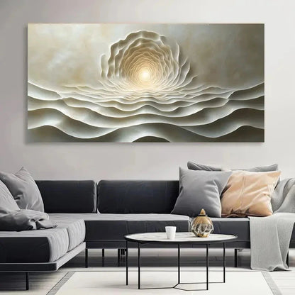 Simple And Luxurious Beige Wavy Wall Art Canvas Office Home Room Framed 120x60cm