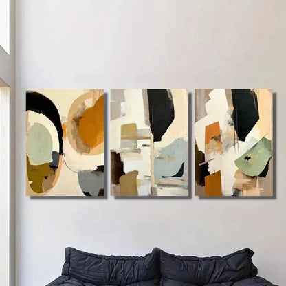 3pcs Geometric Mosaic Design Decoration  Wall Art Set Canvas Unframed - High Quality Print 100% Australian Made Wall Canvas - Bella Home Decor