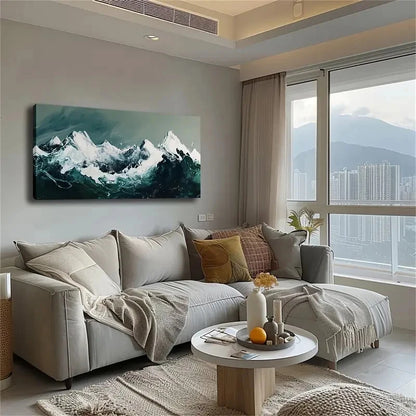 Green And White Mountain Wall Art Canvas Office Home Room Framed 120x60cm
