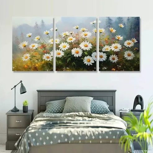 3pcs Classic Daisy Wildflower Countryside  Art Set Canvas Unframed - High Quality Print 100% Australian Made Wall Canvas - Bella Home Decor