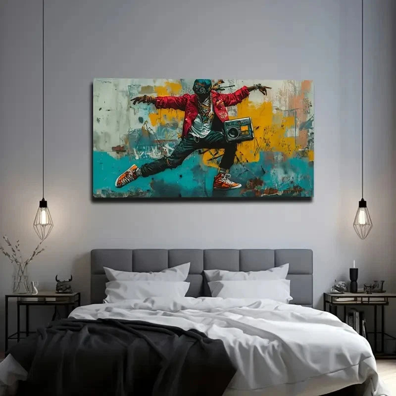 Vibrant Dancer In Red Jacket Wall Art Canvas Office Home Room Framed 120x60cm
