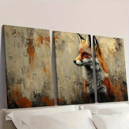 3pcs Vintage Fox Realistic Animal Print Wall Art Set Canvas Framed 60x90cm - High Quality Print 100% Australian Made Wall Canvas Ready to Hang - Bella Home Decor