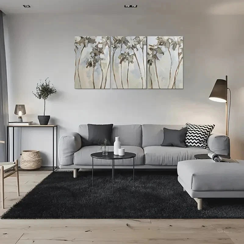 3pcs Abstract Tree Painting Botanical Metal Print Ready to Hang Art - Bella Home Decor